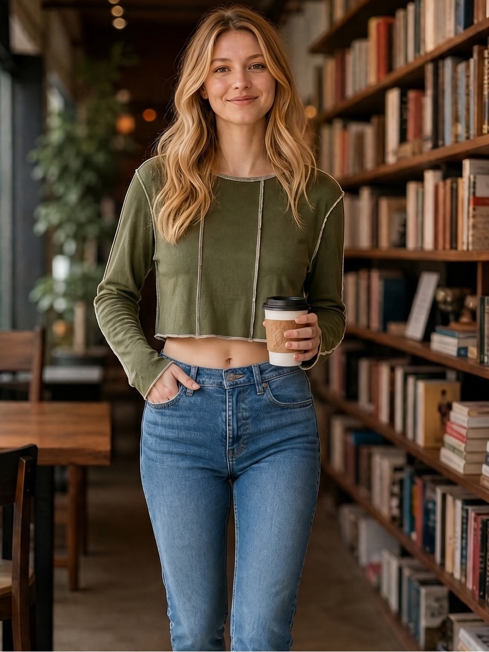 Cut & Paste Ribbed Long Sleeve Top